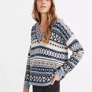 Madewell Forrest Fair Isle V-Neck sweater, size small NWT